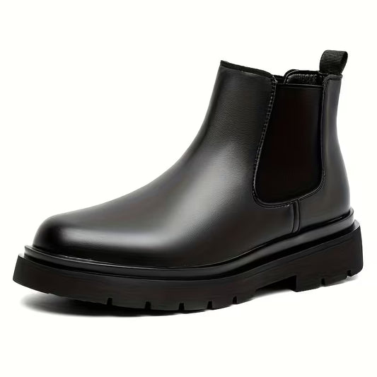 Bottines Homme Printemps Automne Angleterre Mi-Haute Semelle Épaisse Bottes Élevées Basse
